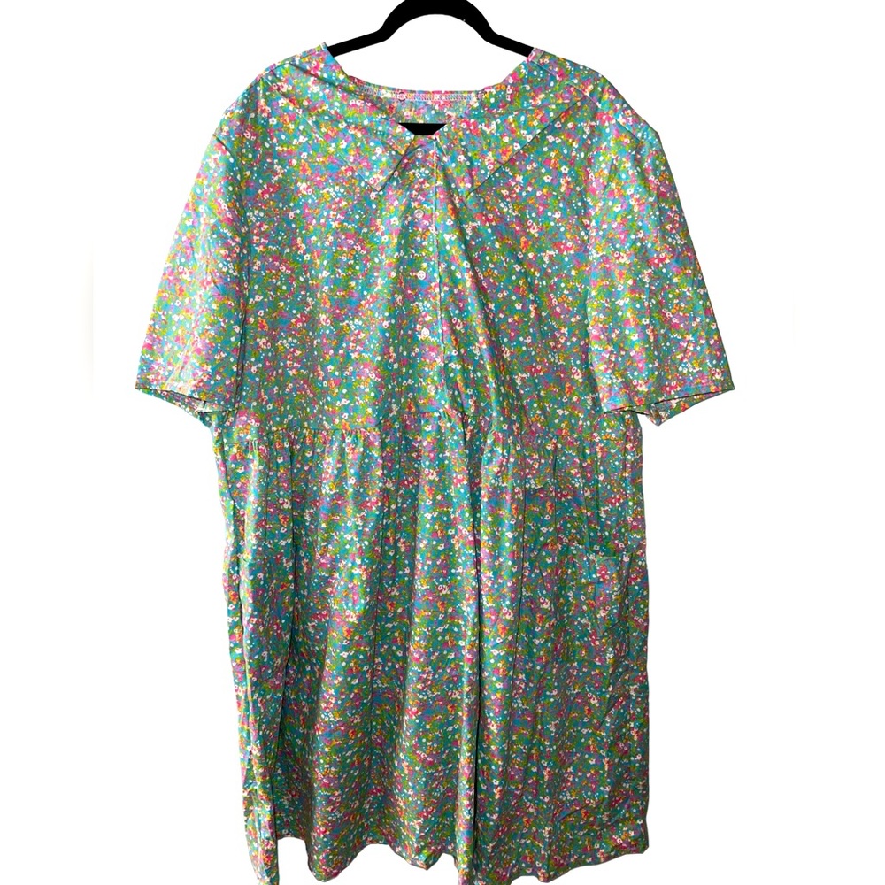 Open back dress with pockets (Sz 3x)for seniors,patients, or disabled adults